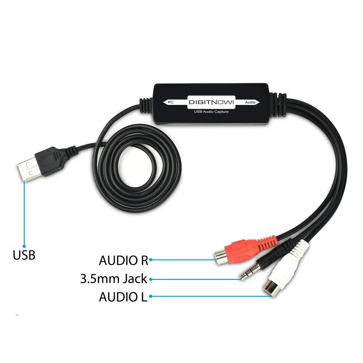 DIGITNOW USB 2.0 Audio Capture Card | Convert Cassettes to MP3, Support Mac & Windows - view 5