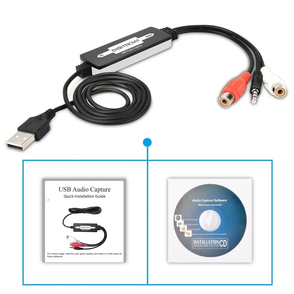 DIGITNOW USB 2.0 Audio Capture Card | Convert Cassettes to MP3, Support Mac & Windows - view 4