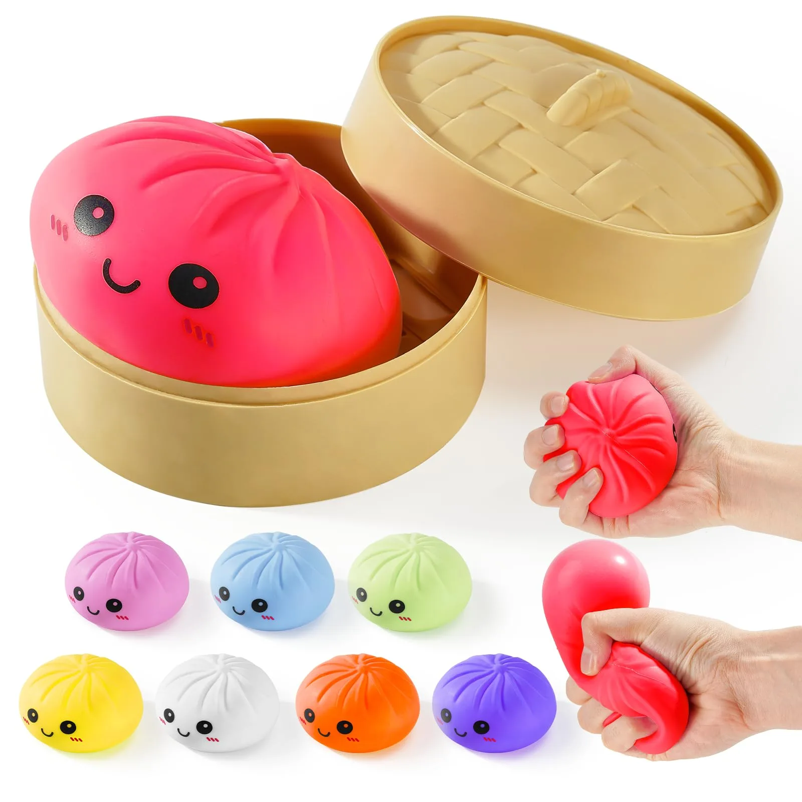 OPOM Giant Dumpling Squishy Toy Red | Non-Toxic BPA-Free Educational Toy - main product image