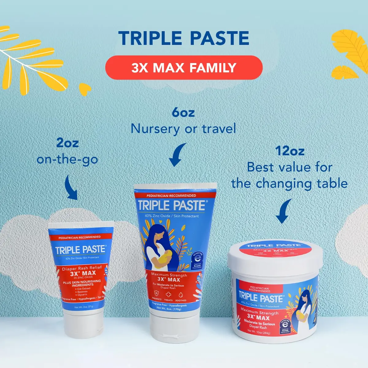 Triple Paste 3X Max Strength Diaper Rash Ointment, 40% Zinc Oxide, 12 oz | Fast Relief for Severe Baby Rash - view 5