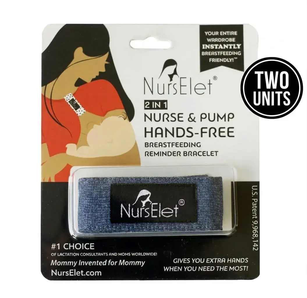 NursElet Nursing Bracelet, Hands-Free Shirt Holder & Breastfeeding Reminder (Denim - 2 Units) - view 9