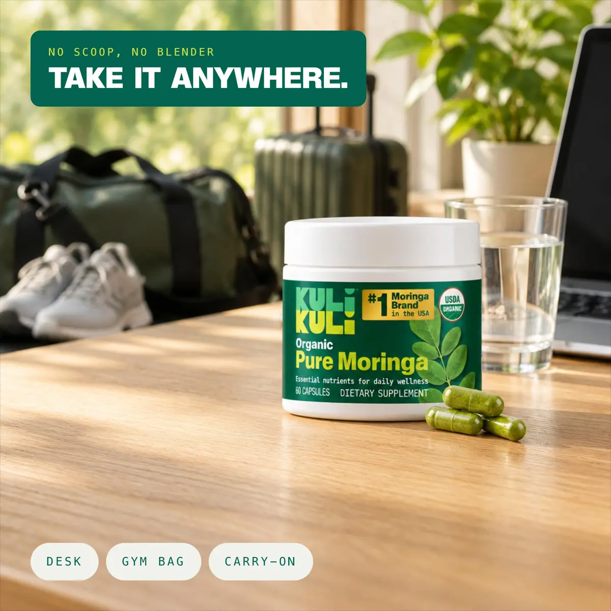 Kuli Kuli Organic Moringa Capsules 1000mg | Pure Leaf Supplement, 120ct, Vegetarian, USDA Organic - view 5