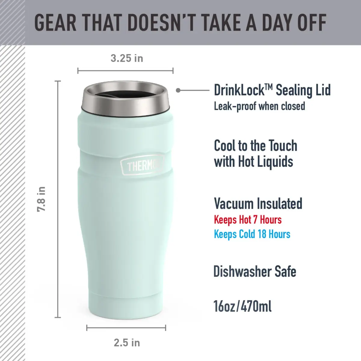 THERMOS Stainless King 16oz Travel Tumbler - Matte Light Blue - view 2