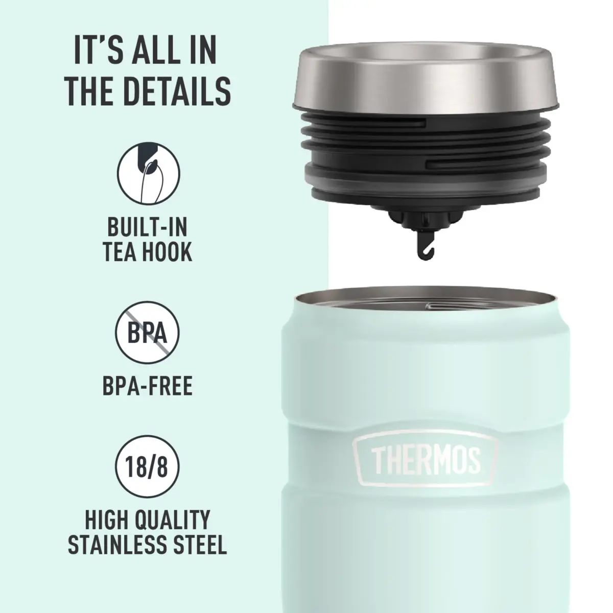 THERMOS Stainless King 16oz Travel Tumbler - Matte Light Blue - view 4