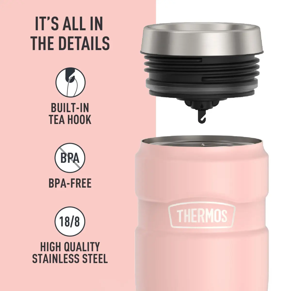 THERMOS Stainless King 16oz Travel Tumbler - Matte Pink | Hot 7 Hrs, Cold 18 Hrs - view 4