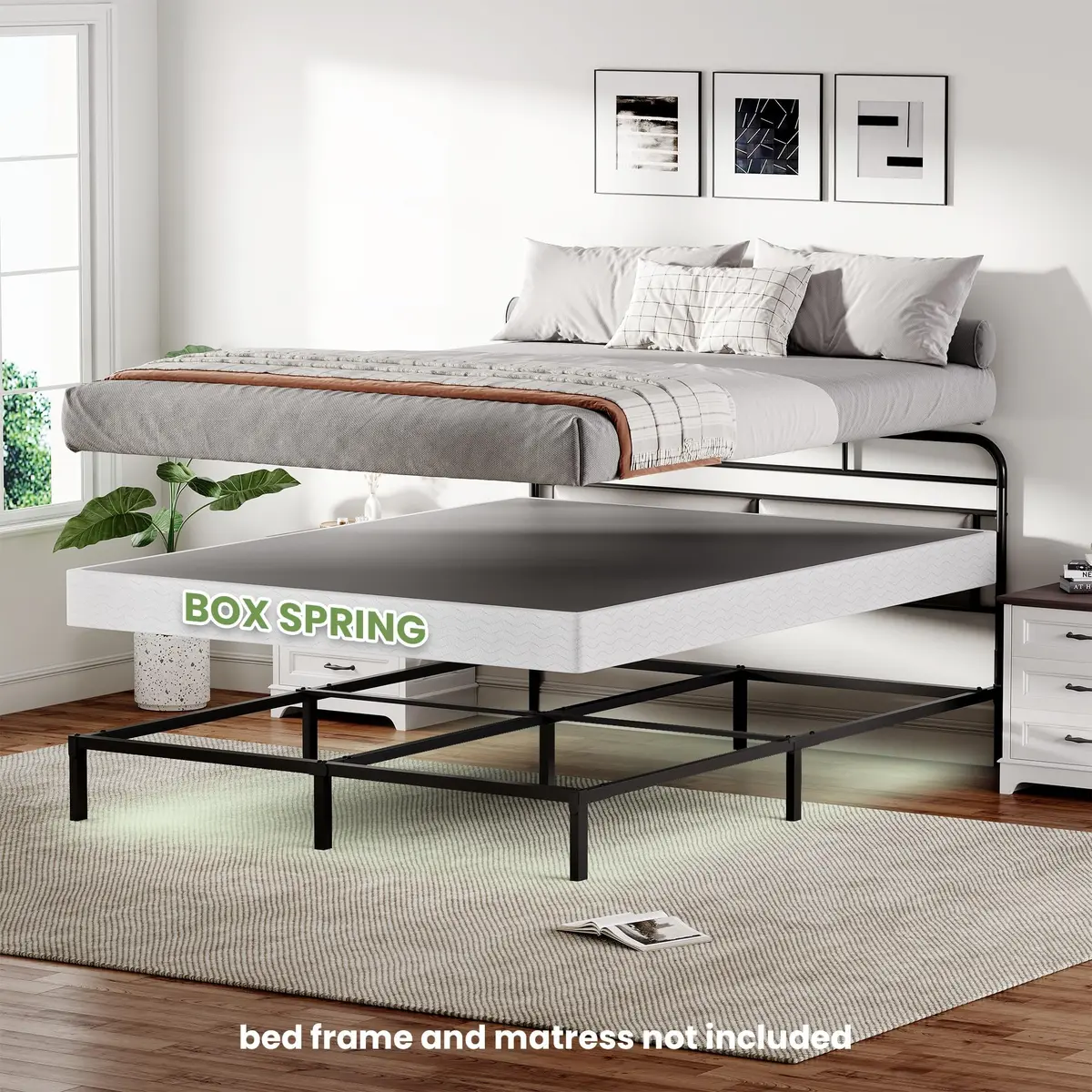 GRUSIGN 7 Inch Box Spring for King Bed | Heavy Duty Steel Frame, Low Profile, Quiet Assembly - view 2