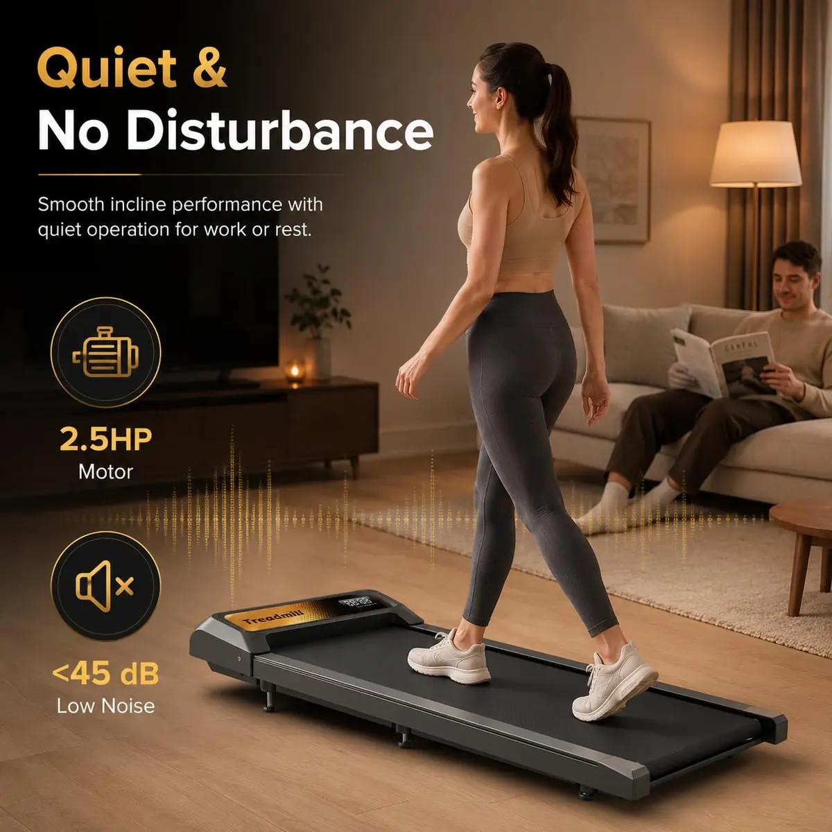 HOELLL Walking Pad Treadmill with 5% Incline | Compact, Quiet & Space-Saving for Home & Office - view 6