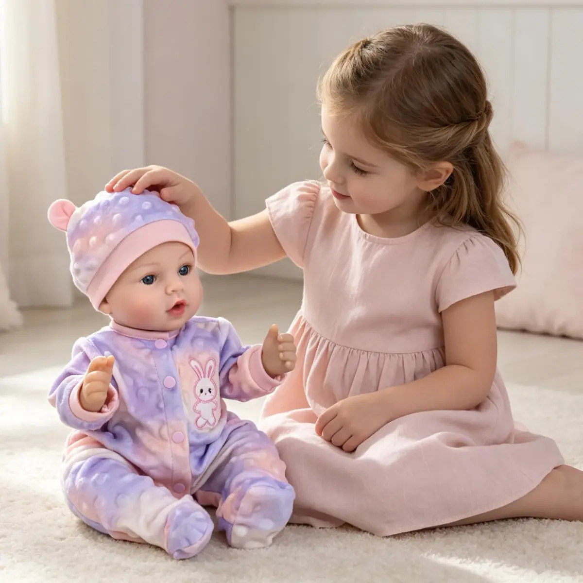 UOFTKIZ Realistic Reborn Baby Doll 18-inch Purple Rabbit Theme | Lifelike Nurturing Play for Ages 3+ - view 5