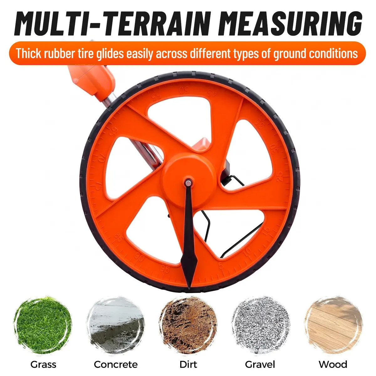 Zozen Measuring Wheel Digital Display, Imperial/Metric,12.5” Orange Roller | High Precision, Waterproof & Portable - view 6
