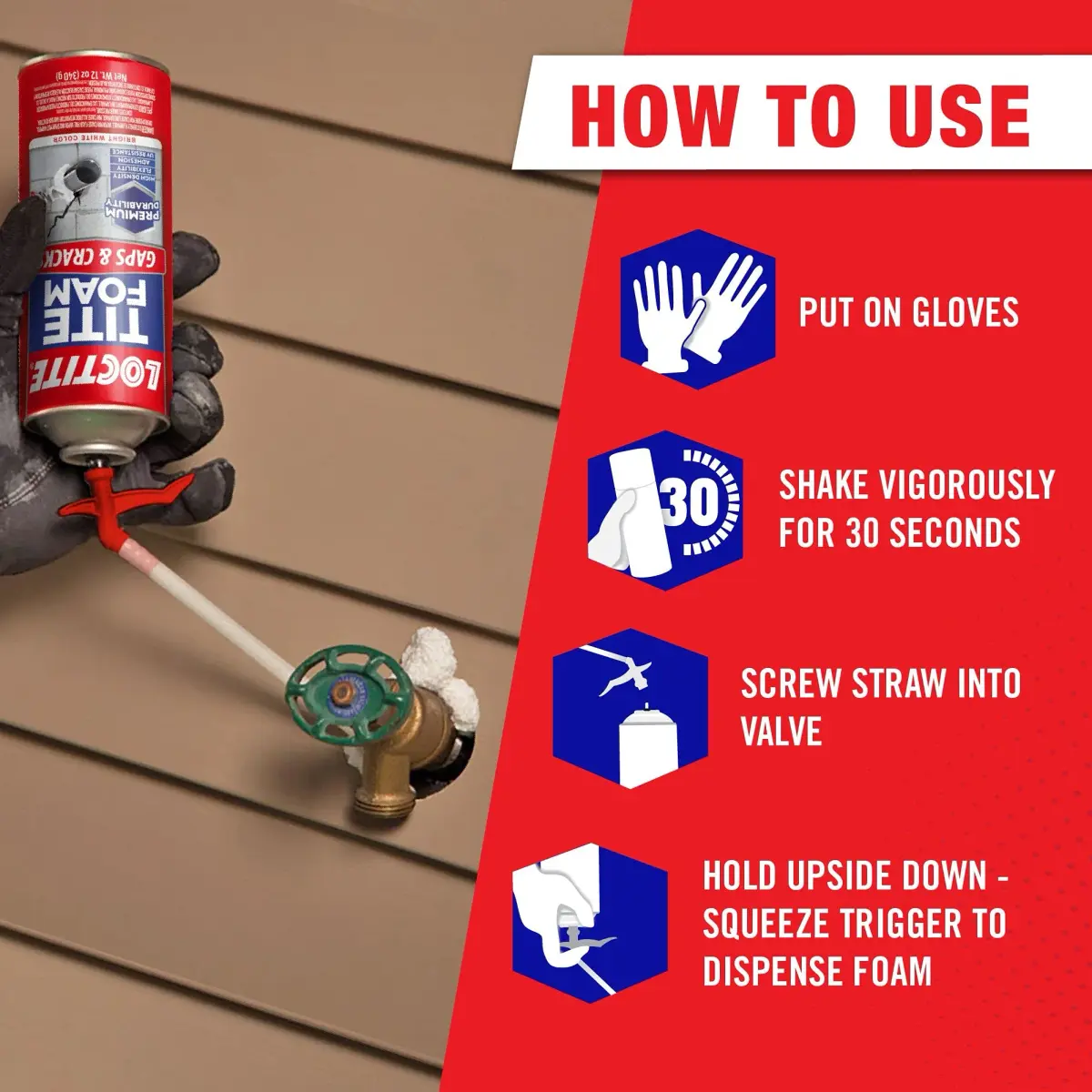 Loctite Tite Foam Gaps & Cracks Insulating Foam Sealant 12 oz (3-Pack) | Fills, Seals, and Insulates Gaps Up to 1 Inch - view 4