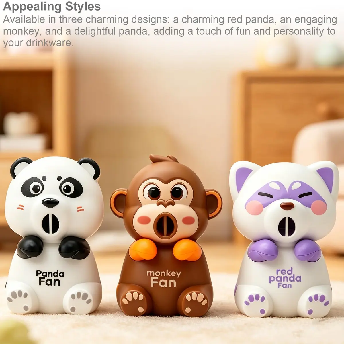 DFOBUNDO Red Panda Clip-On Cooling Fan for Cups | 3 Speeds, Rechargeable, 9.5cm (3.77in) Length - view 2
