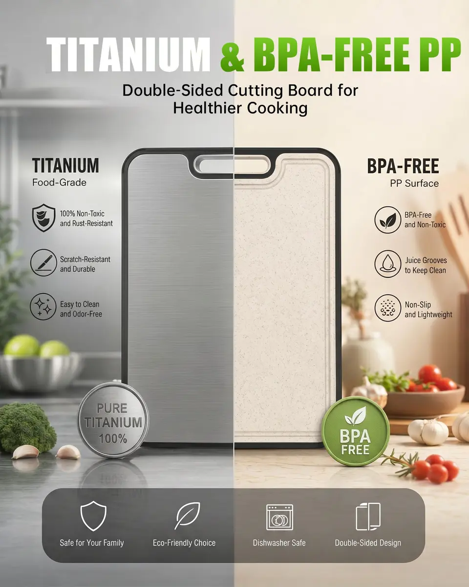 Washour Titanium Cutting Board 15" x 10" | Dual-Sided Food Grade Kitchen Essential - view 7