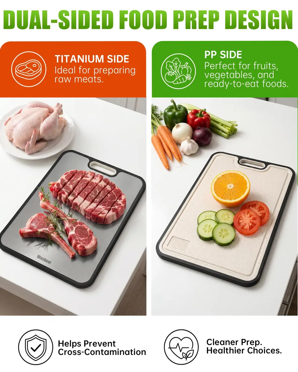 Washour Titanium Cutting Board 15" x 10" | Dual-Sided Food Grade Kitchen Essential - view 4