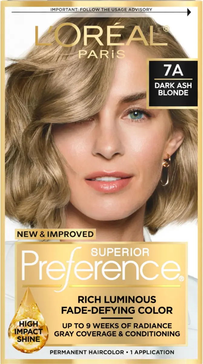 L'Oreal Paris Superior Preference Permanent Hair Color - Dark Ash Blonde 7A, 1 Kit - main product image