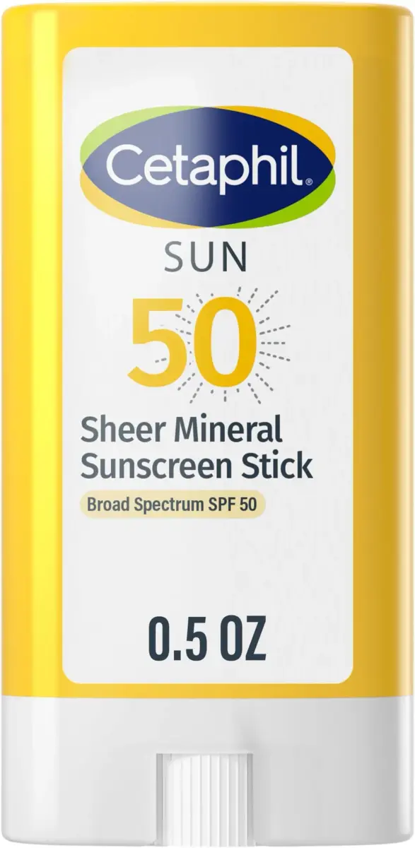Cetaphil Sheer Mineral Sunscreen Stick SPF 50, 0.5 Fl Oz (15ml) | Broad Spectrum UVA/UVB Protection for Sensitive Skin - main product image