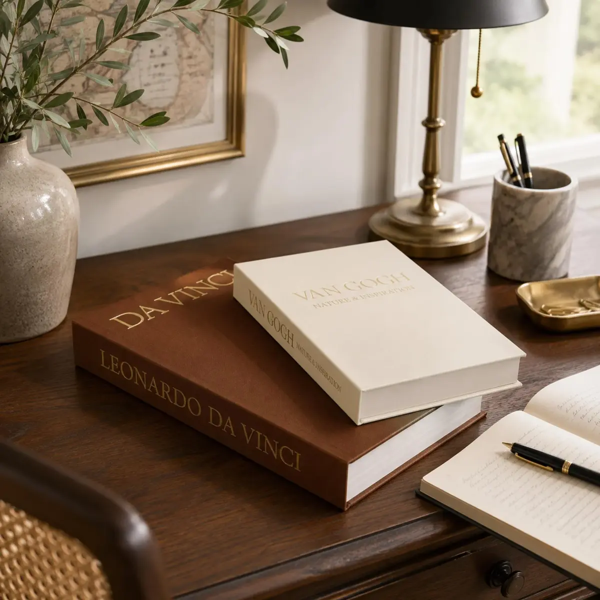Inoostar Aesthetic Decorative Books Set of 2 Linen Boxes 20 cm (7.87") | Enhance Coffee Table, Bookshelf or Mantle Decor - view 5