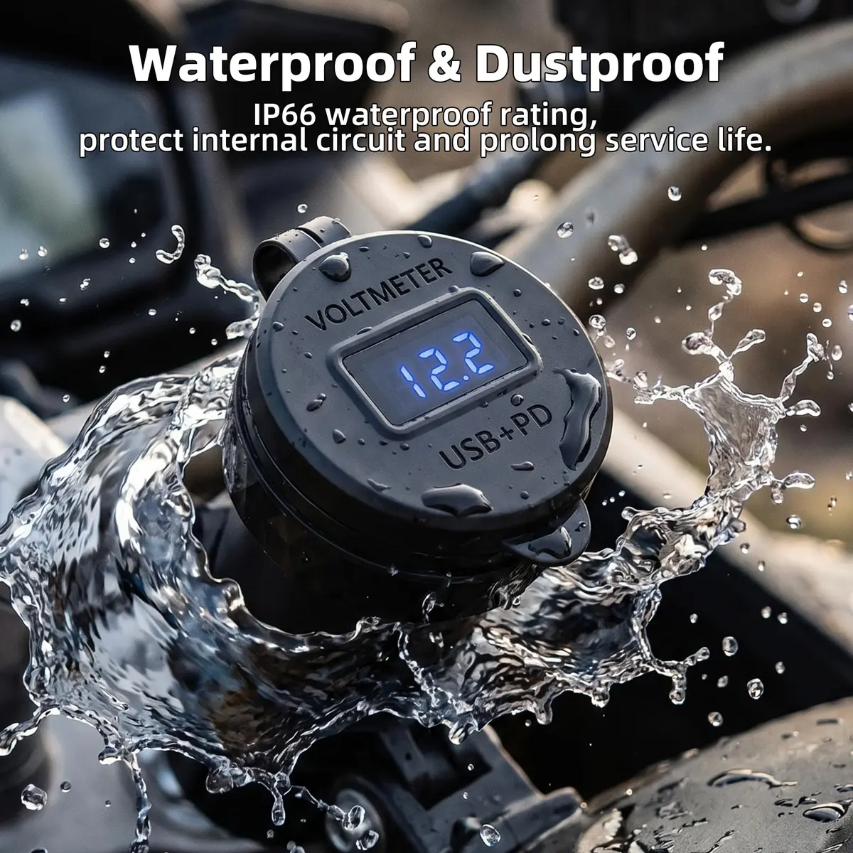 DaierTek Waterproof DIN/Hella USB Charger Adapter 12V | Fast Charging, Blue LED, Motorcycle Compatible - view 4