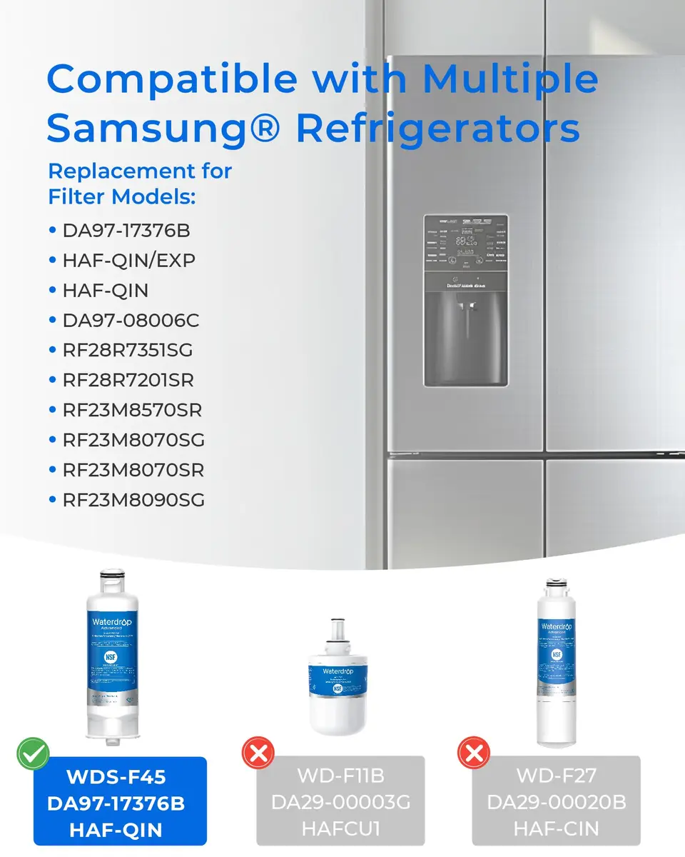 Waterdrop WDS-F45 Refrigerator Water Filter 2 Pack | NSF 53 & 42 Certified for Lead, Benzene, Mercury Reduction - view 2