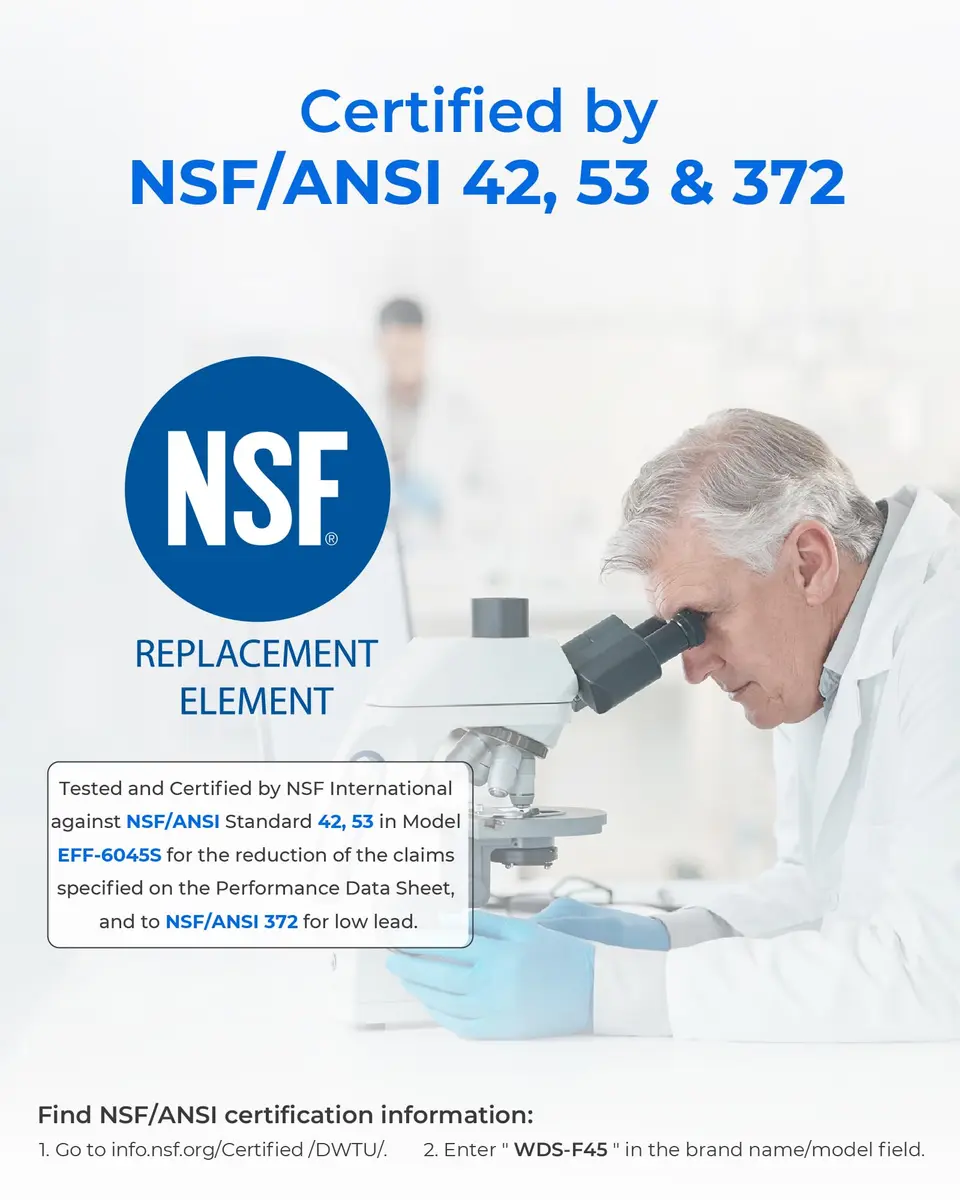 Waterdrop WDS-F45 Refrigerator Water Filter 2 Pack | NSF 53 & 42 Certified for Lead, Benzene, Mercury Reduction - view 4