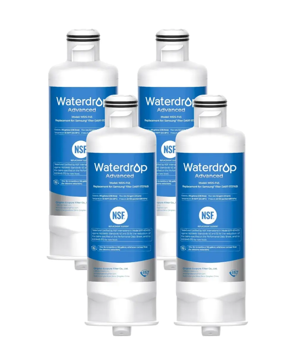 Waterdrop WDS-F45 Refrigerator Water Filter 4 Pack | NSF 53 & 42 Certified for Lead, Benzene, Mercury Reduction - main product image