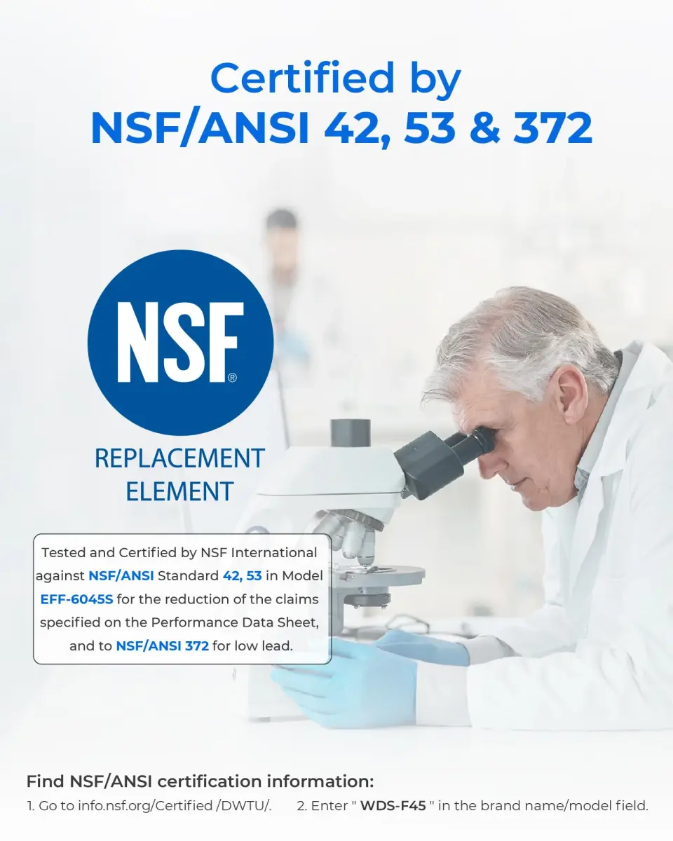 Waterdrop WDS-F45 Refrigerator Water Filter 4 Pack | NSF 53 & 42 Certified for Lead, Benzene, Mercury Reduction - view 4