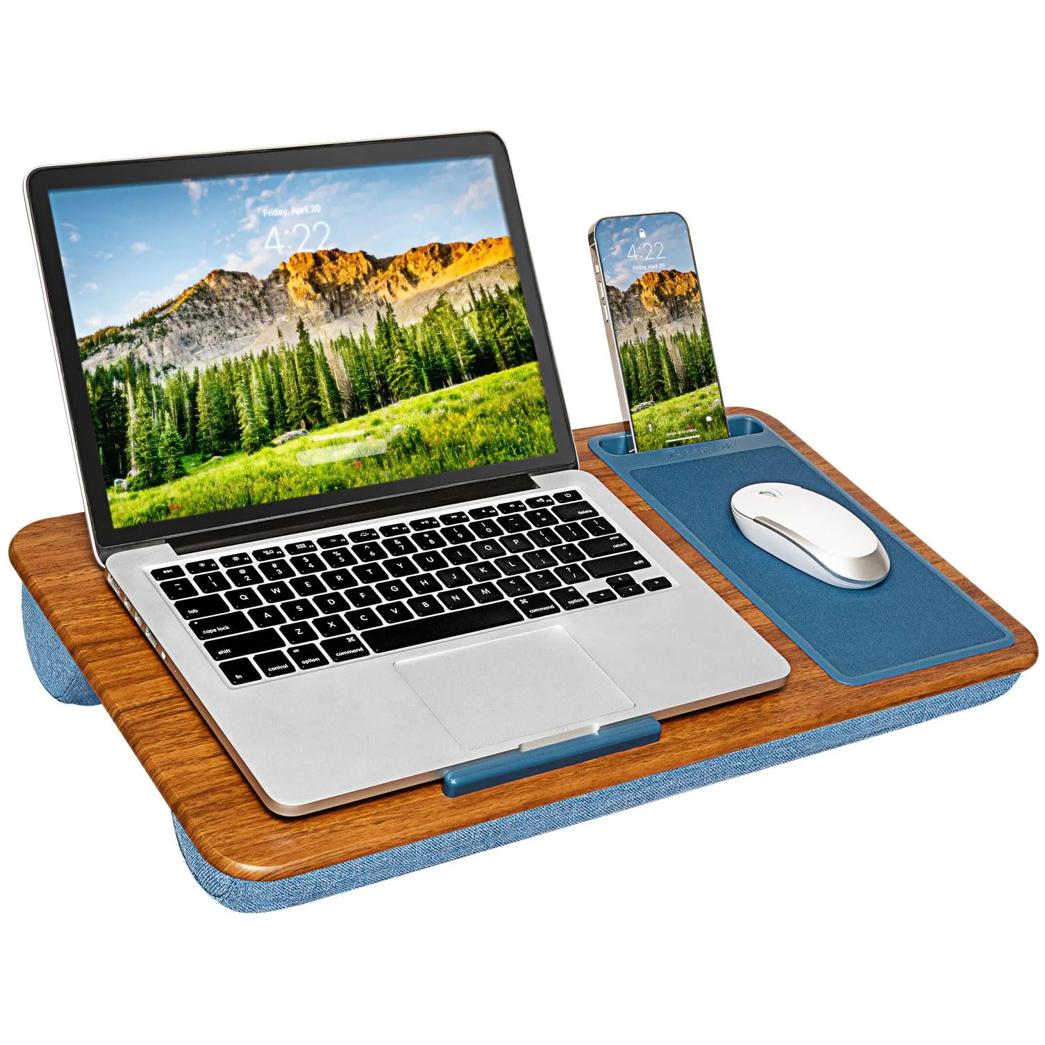 LapGear Home Office Lap Desk with Device Ledge, Mouse Pad, and Phone Holder, Espresso Blue | Work Comfortably Anywhere - main product image