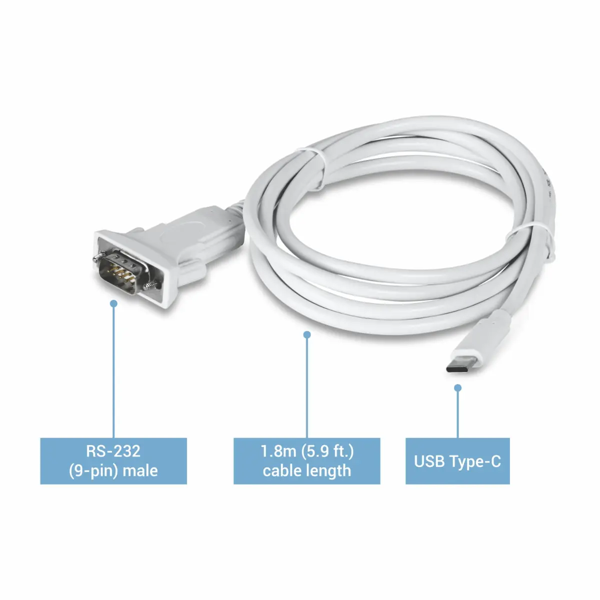 TRENDnet USB Type C to RS-232 DB9 Serial Adapter TUC-S9 1.8m (5.9 ft) | Connect Legacy Devices to Modern Laptops - view 5