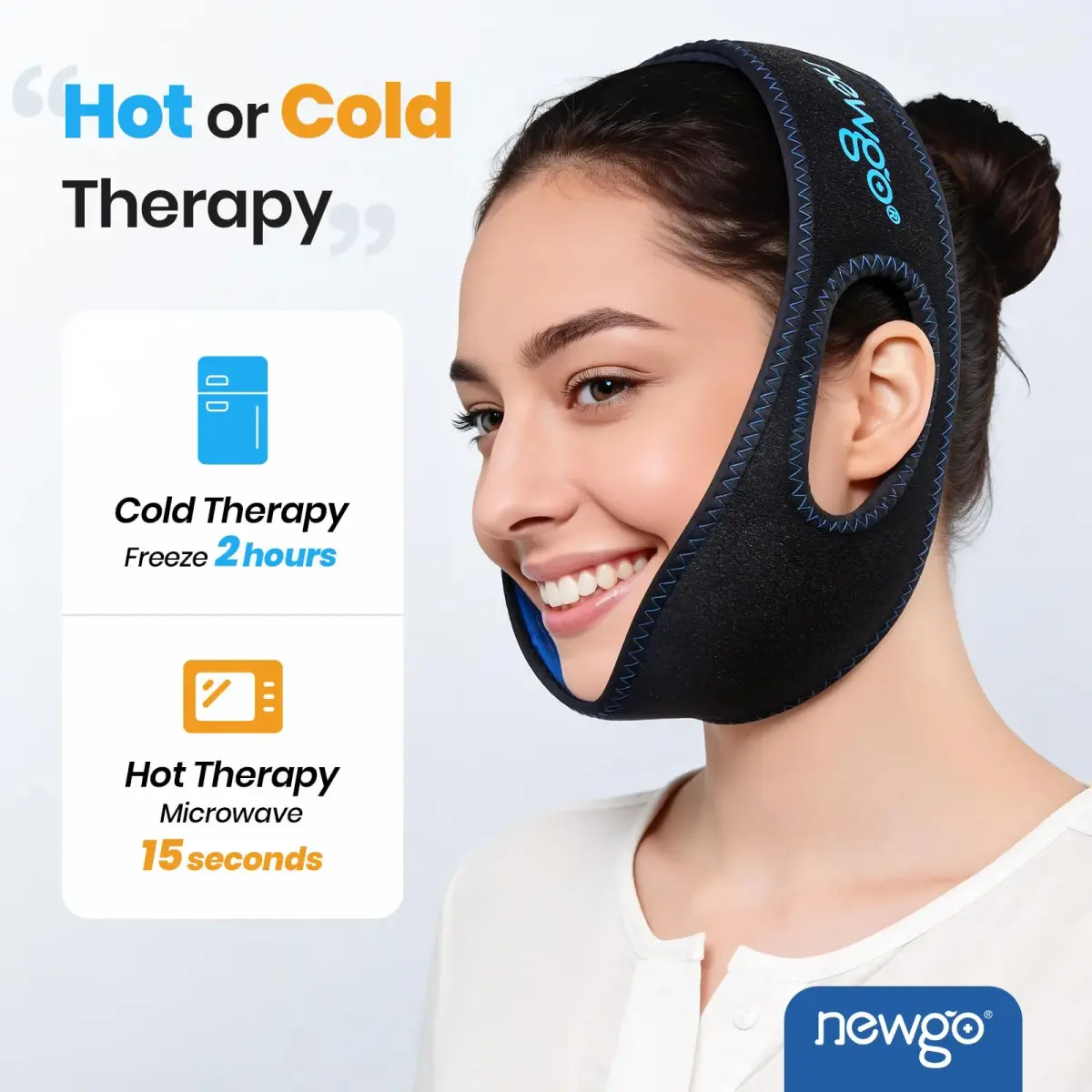 NEWGO Wisdom Teeth Ice Pack Head Wrap with Ear Holes, 60-Min Cold Therapy | Black, One Size - view 8