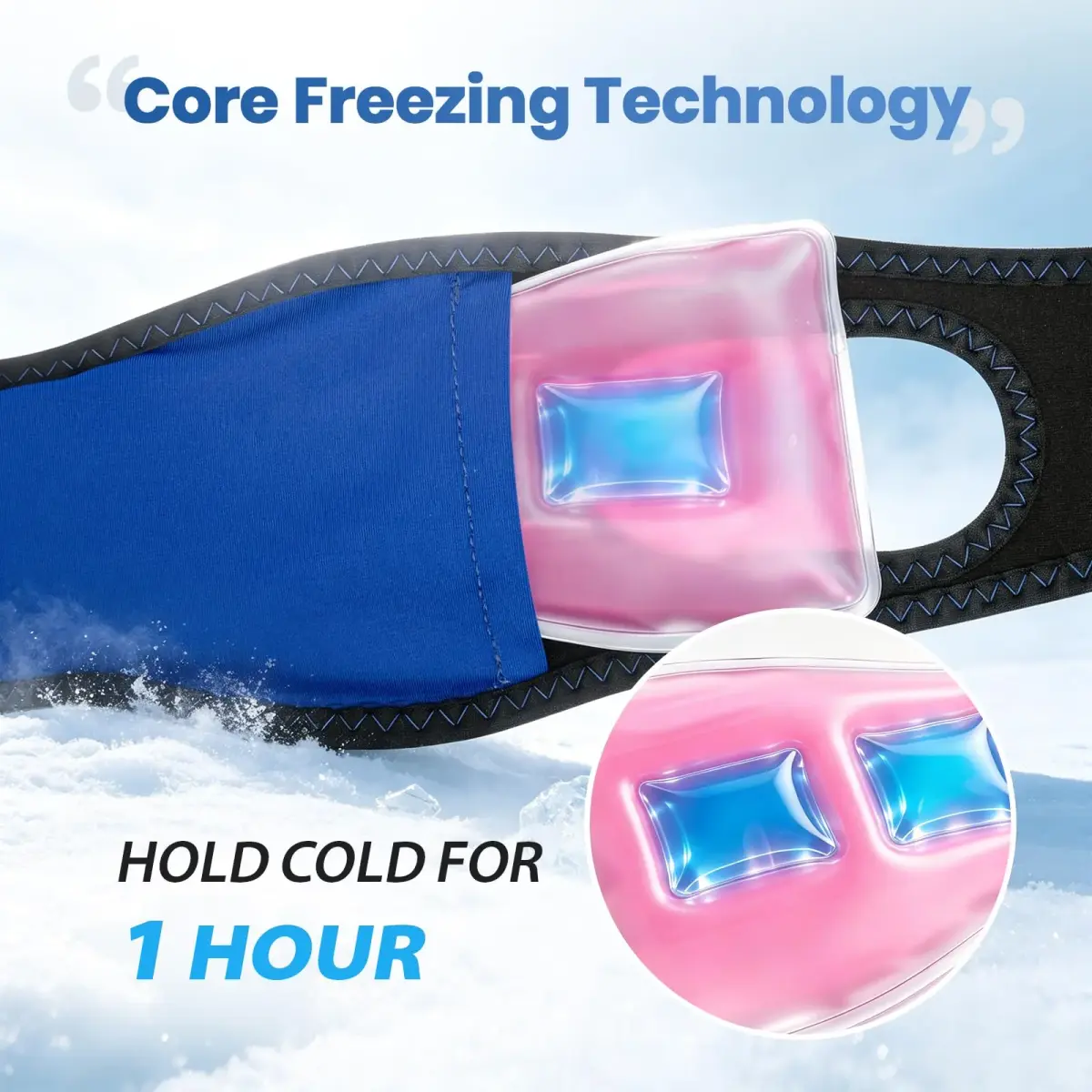 NEWGO Wisdom Teeth Ice Pack Head Wrap with Ear Holes, 60-Min Cold Therapy | Black, One Size - view 2