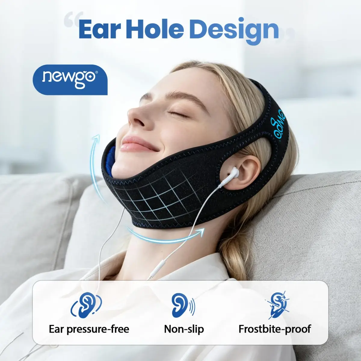 NEWGO Wisdom Teeth Ice Pack Head Wrap with Ear Holes, 60-Min Cold Therapy | Black, One Size - view 4