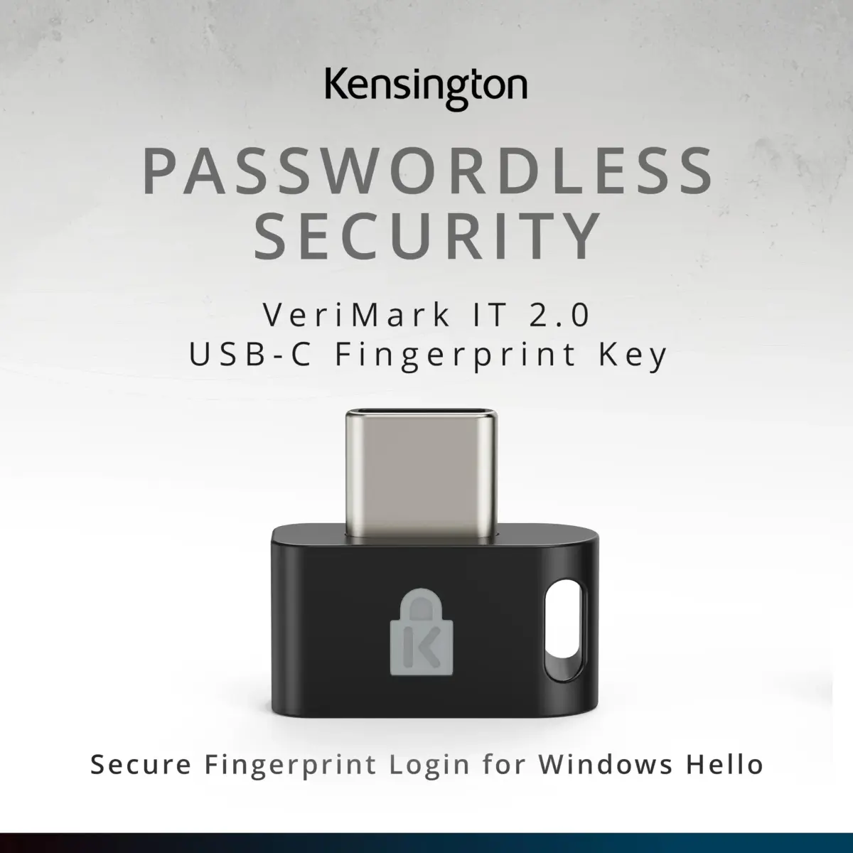 Kensington VeriMark IT 2.0 USB-C Fingerprint Key | Windows Hello & Business, 360° Reader, Password-Free Login - view 2