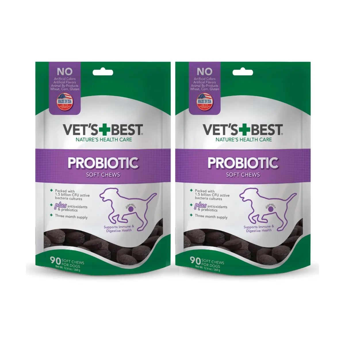 Vet’s Best Probiotic Soft Chews for Dogs 180 Count | Supports Digestive & Immune Health - main product image
