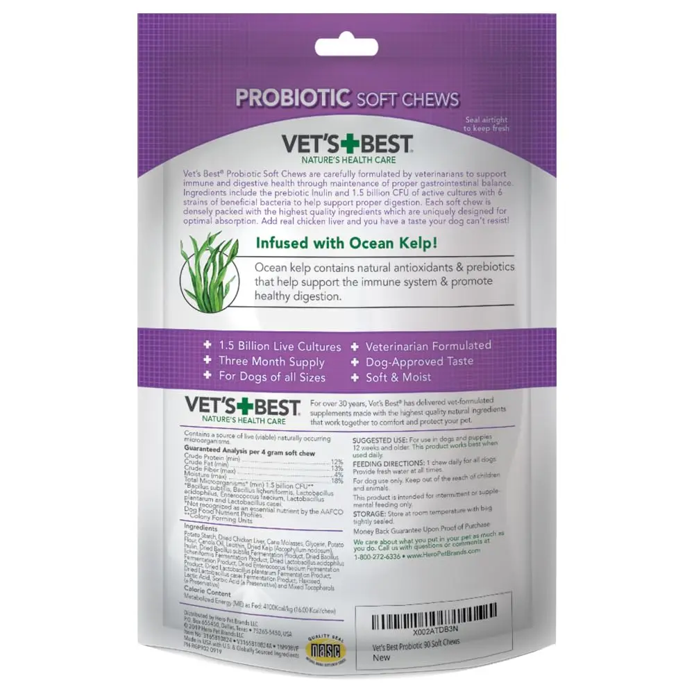 Vet’s Best Probiotic Soft Chews for Dogs 180 Count | Supports Digestive & Immune Health - view 2