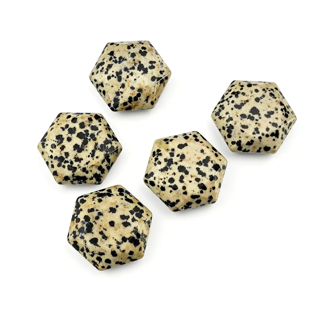 FHNP367 Natural Dalmatian Jasper Hexagram Chakra Stone 1.2 inch | Hand-Polished Healing Crystal for Energy & Stress Relief - view 4