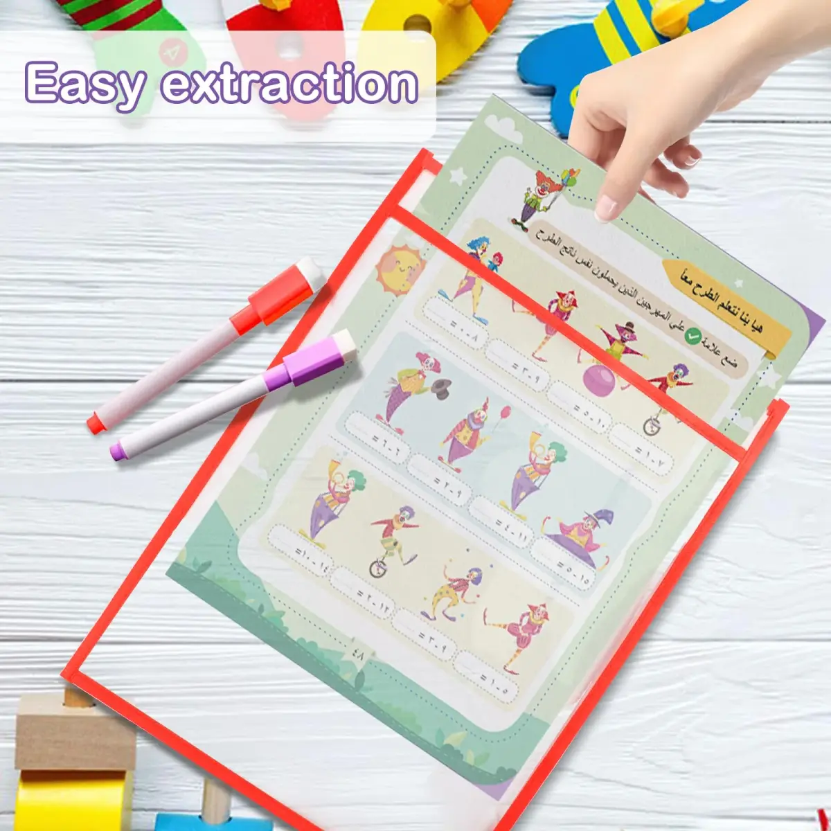Ufamrine 30 Pcs Dry Erase Pockets Sleeves Colorful, Job Ticket Holders 25cm x 33cm (10" x 13") | Reusable Plastic Sleeves for Teachers - view 3