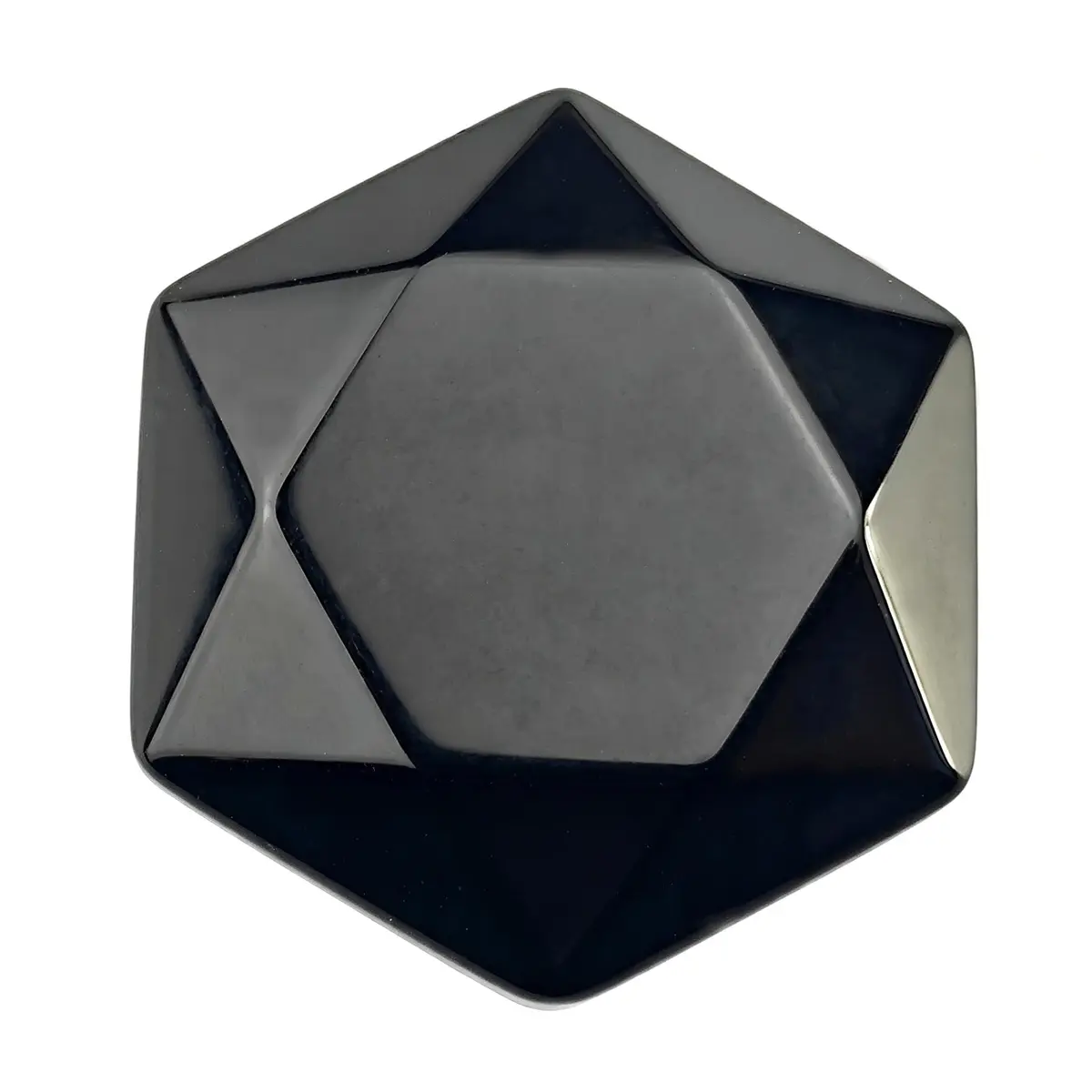 FHNP367 Natural Black Obsidian Hexagram Chakra Stone 1.2 inch | Hand-Polished Healing Crystal for Energy & Stress Relief - main product image
