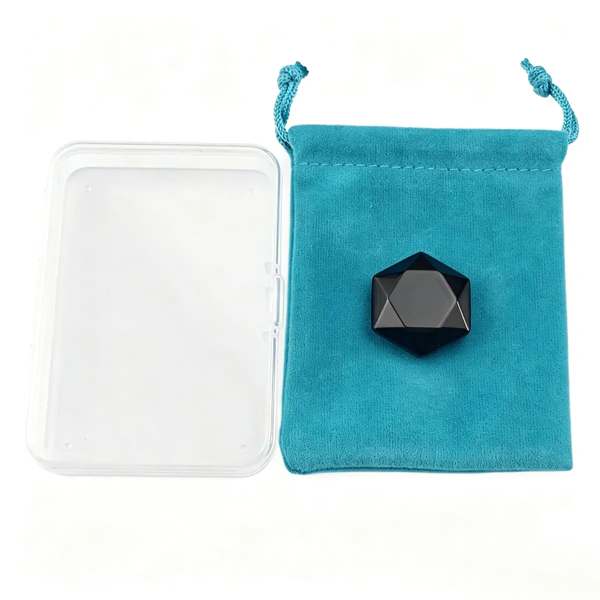 FHNP367 Natural Black Obsidian Hexagram Chakra Stone 1.2 inch | Hand-Polished Healing Crystal for Energy & Stress Relief - view 3