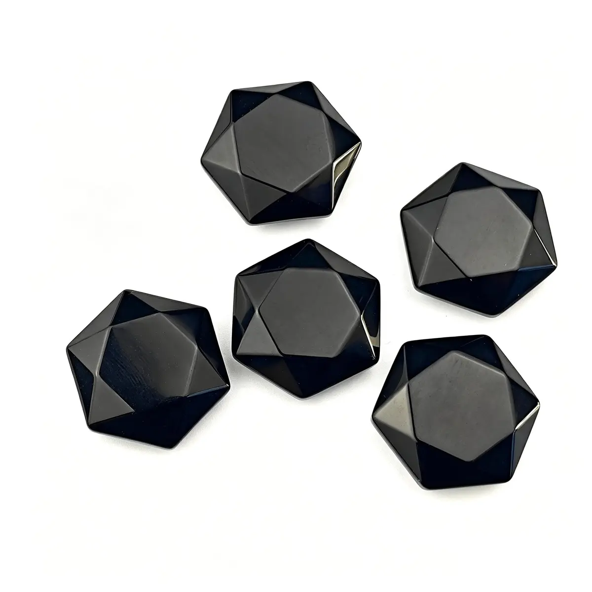 FHNP367 Natural Black Obsidian Hexagram Chakra Stone 1.2 inch | Hand-Polished Healing Crystal for Energy & Stress Relief - view 4