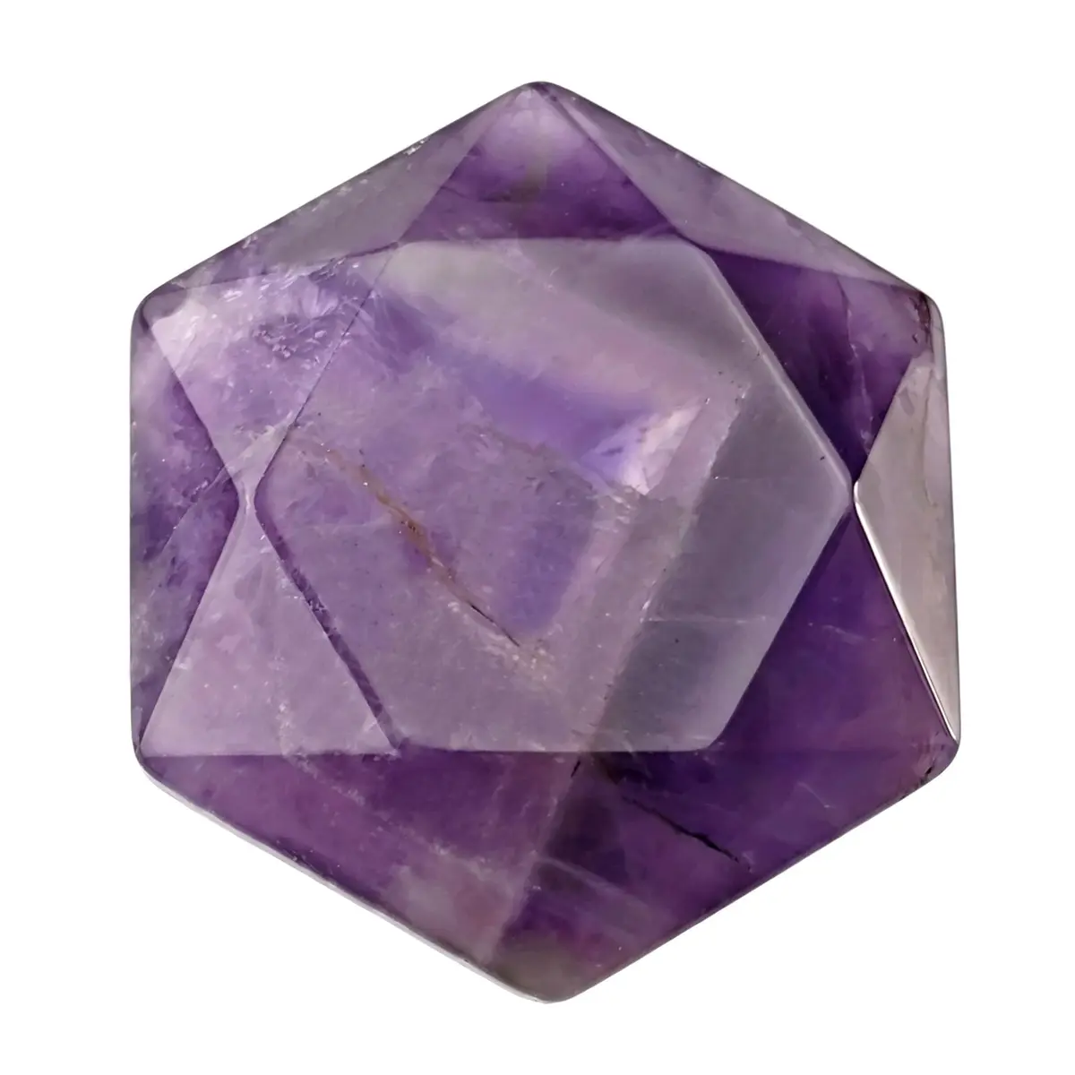 FHNP367 1.2 inch Natural Dream Amethyst Hexagram Chakra Stone | Hand-Polished Healing Crystal for Energy & Worry Relief - main product image
