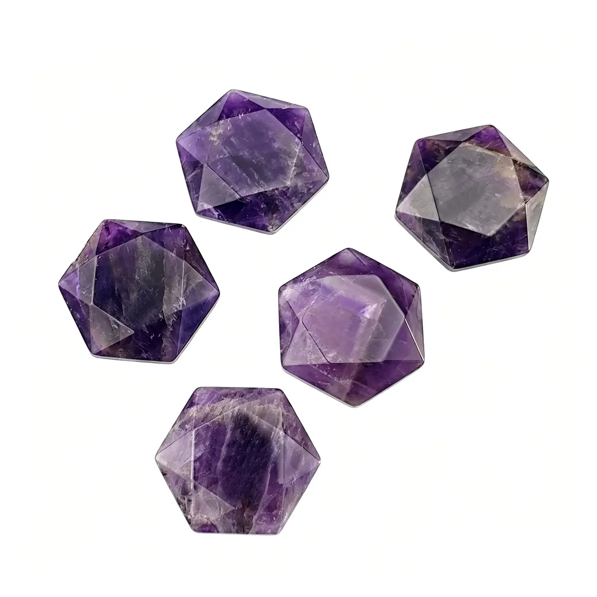 FHNP367 1.2 inch Natural Dream Amethyst Hexagram Chakra Stone | Hand-Polished Healing Crystal for Energy & Worry Relief - view 4