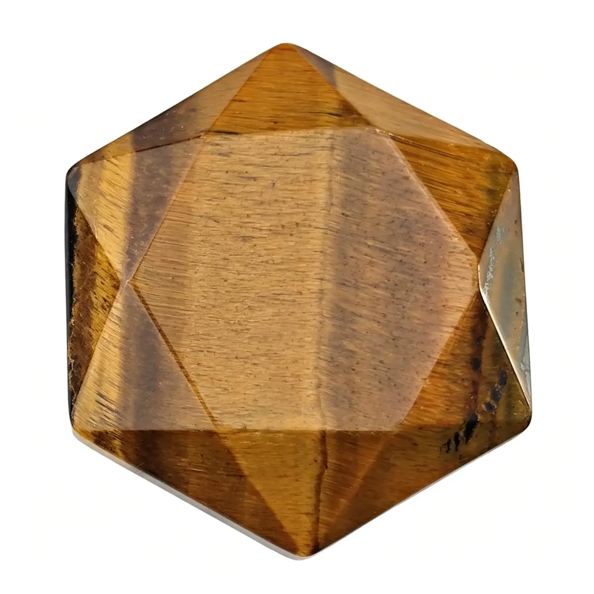 FHNP367 Natural Tiger Eye Hexagram Chakra Stone 1.2 inch | Hand-Polished Healing Crystal - main product image