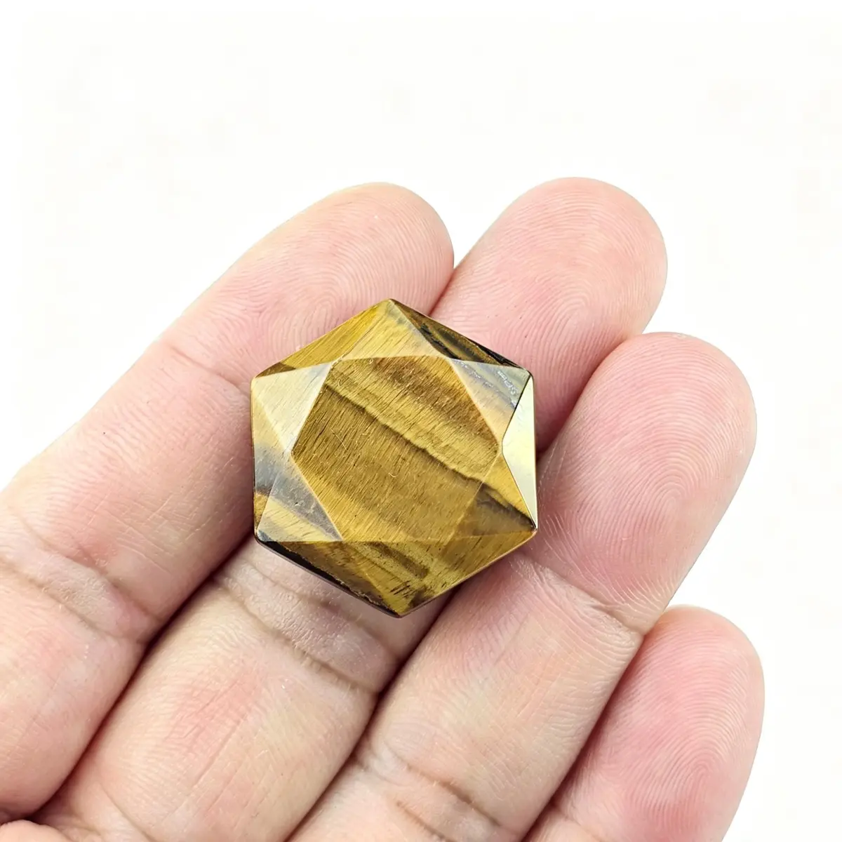 FHNP367 Natural Tiger Eye Hexagram Chakra Stone 1.2 inch | Hand-Polished Healing Crystal - view 2