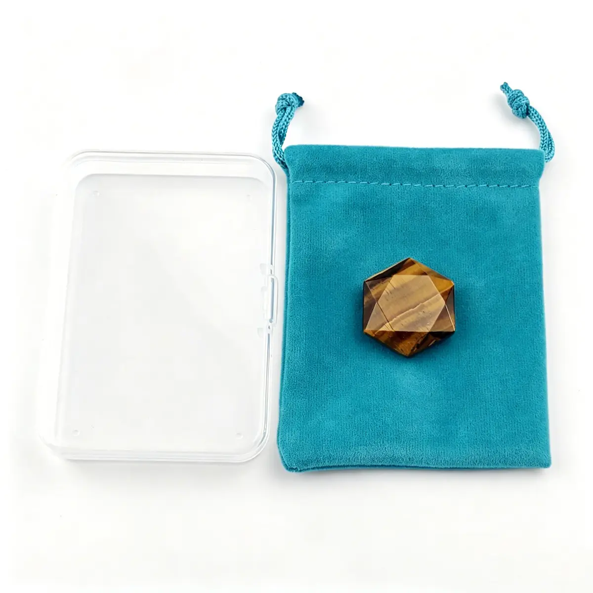 FHNP367 Natural Tiger Eye Hexagram Chakra Stone 1.2 inch | Hand-Polished Healing Crystal - view 3