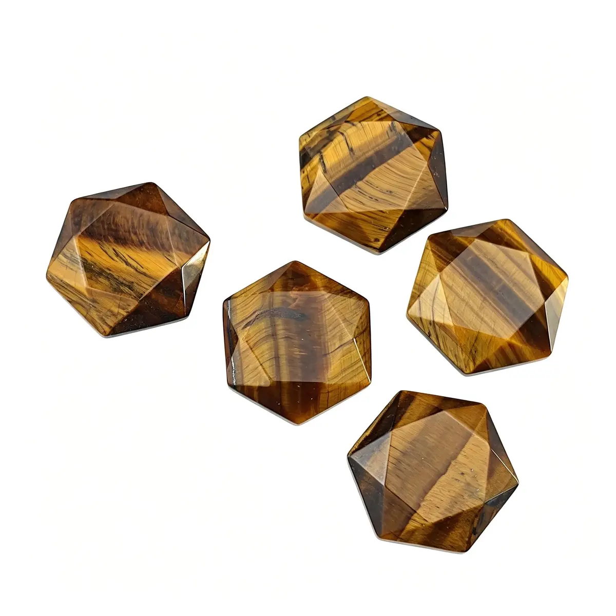FHNP367 Natural Tiger Eye Hexagram Chakra Stone 1.2 inch | Hand-Polished Healing Crystal - view 4