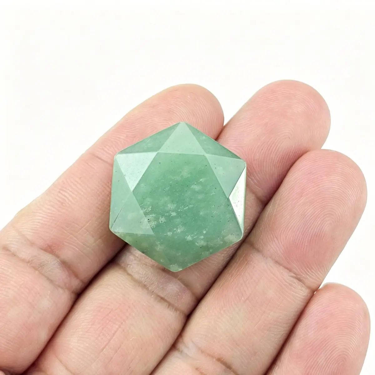 FHNP367 1.2 inch Green Aventurine Hexagram Healing Crystal Worry Stone | Natural Carved Gemstone for Energy & Stress Relief - view 2