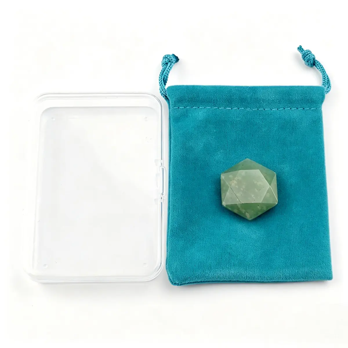 FHNP367 1.2 inch Green Aventurine Hexagram Healing Crystal Worry Stone | Natural Carved Gemstone for Energy & Stress Relief - view 3