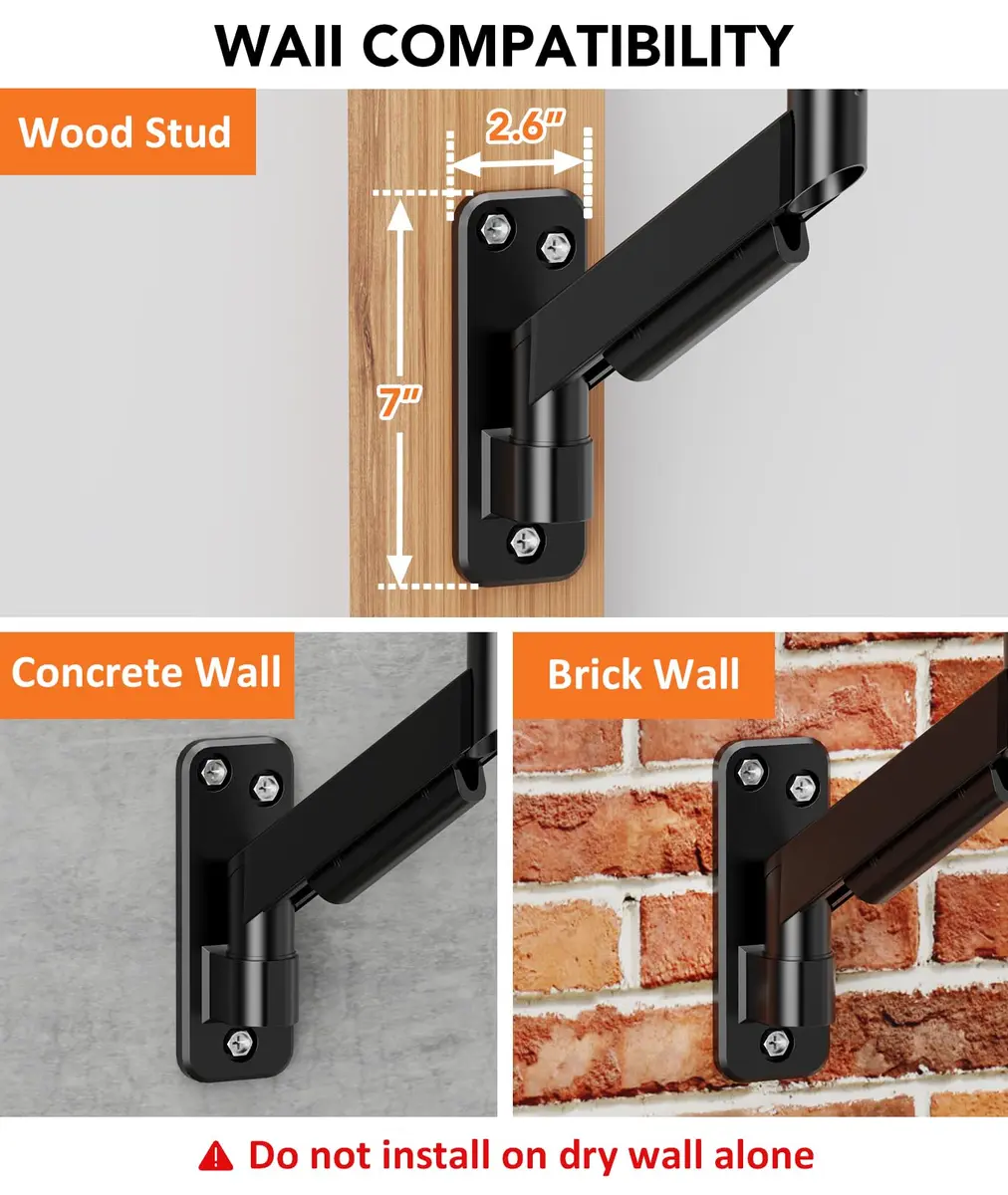 Hemudu 17-32 inch Flat/Curved Monitor Wall Mount | Full Motion Adjustable Wall Arm Holds Up to 10kg - view 4