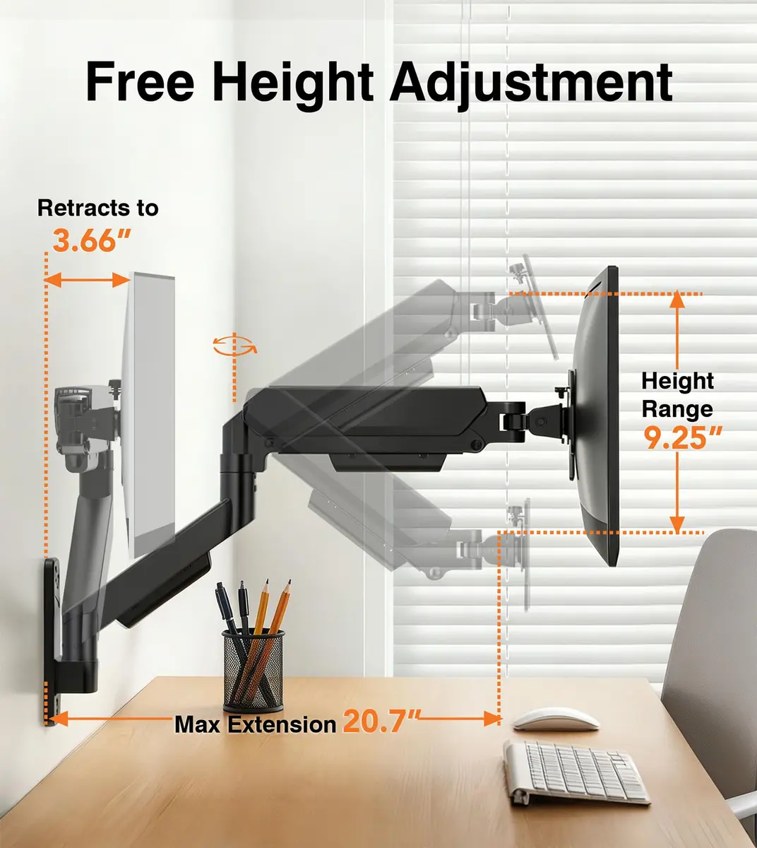 Hemudu 17-32 inch Flat/Curved Monitor Wall Mount | Full Motion Adjustable Wall Arm Holds Up to 10kg - view 5