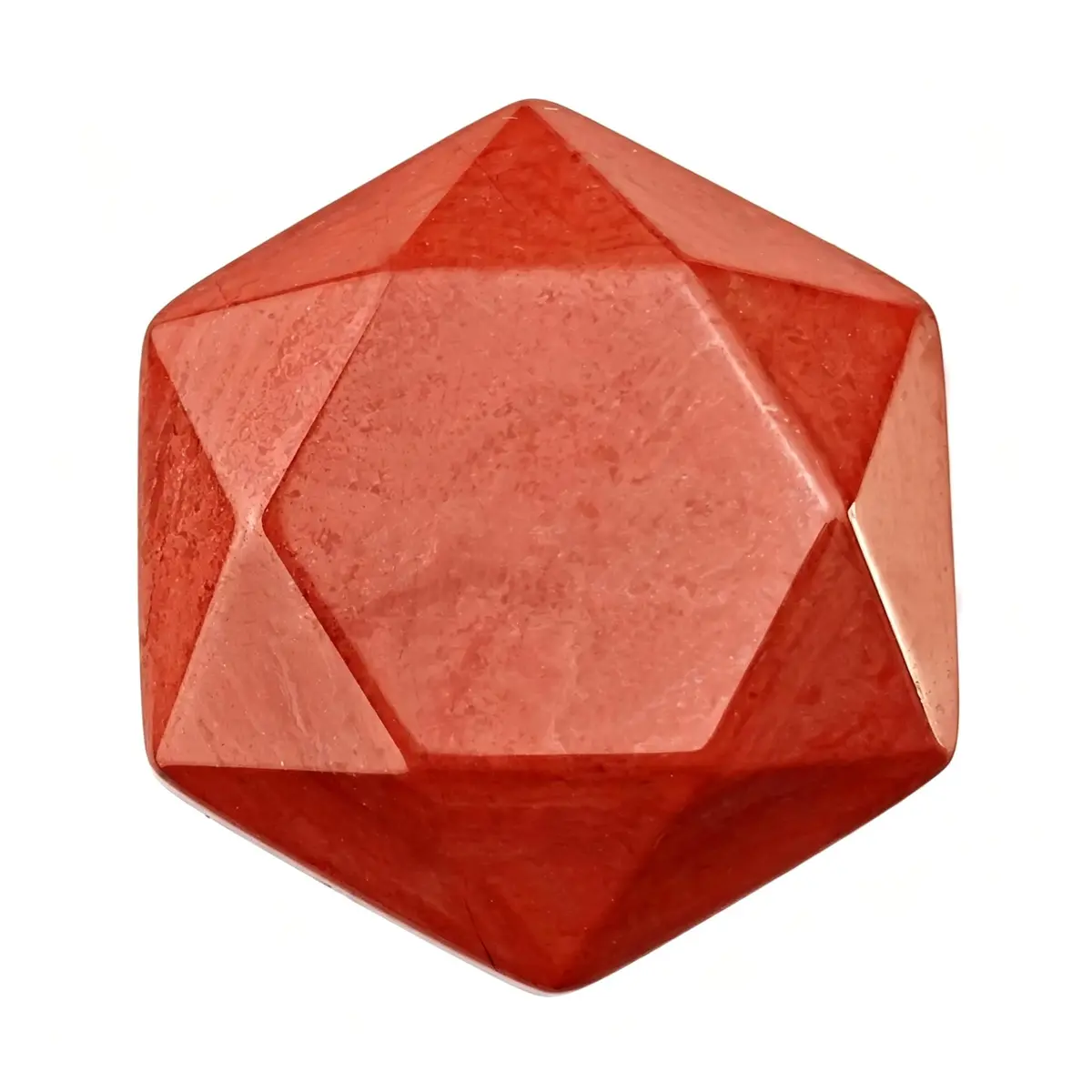 FHNP367 Healing Crystal Worry Stone 1.2 inch Red Jasper Hexagram | Hand-Polished Natural Gemstone for Energy & Stress Relief - main product image