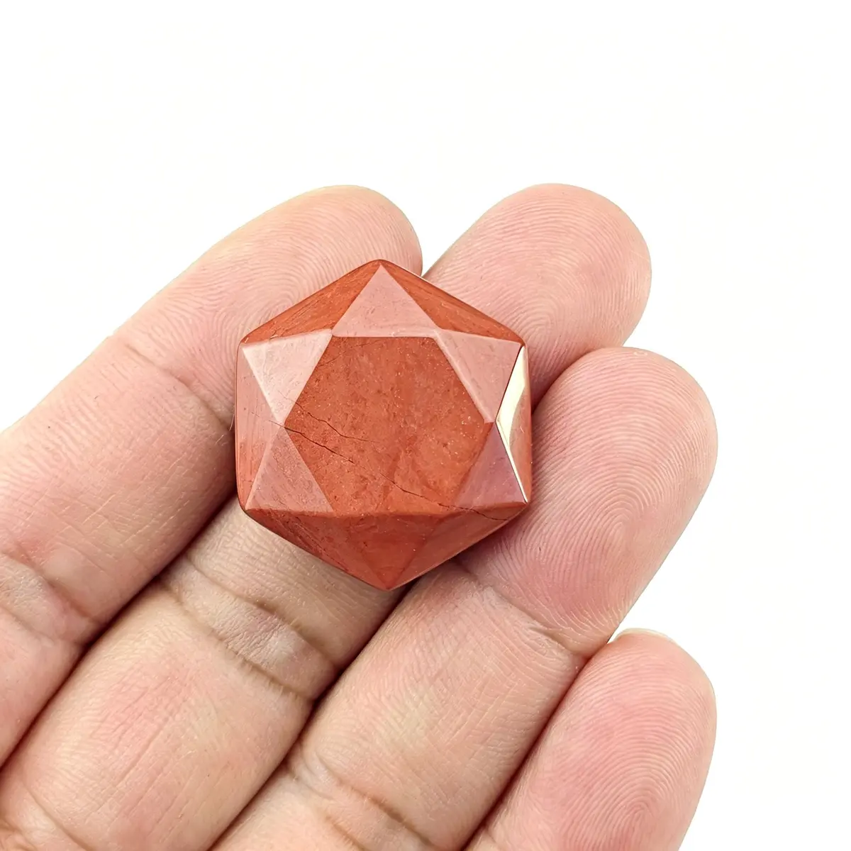 FHNP367 Healing Crystal Worry Stone 1.2 inch Red Jasper Hexagram | Hand-Polished Natural Gemstone for Energy & Stress Relief - view 2